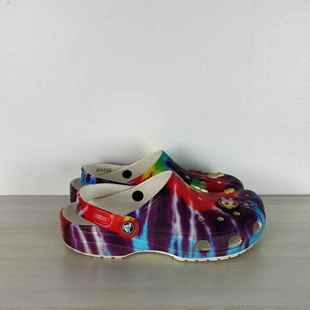 CROCS multicolor unisex slide on clogs with some charms Size Women 9 men 7 - Picture 6 of 11